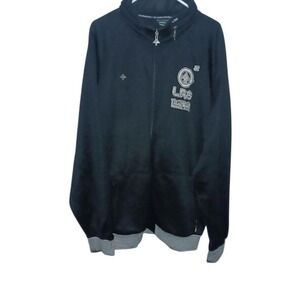 LRG Varsity Jacket‎ 3X Black Full Zip Packable Hood Men's Y2K vintage streetwear